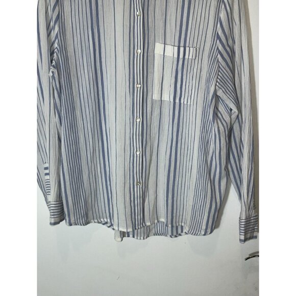 Sundance Womens Blue & White Striped Button-Up Shirt XL - Picture 4 of 10